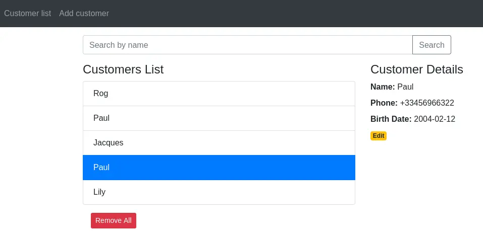 Interface graphique base de données